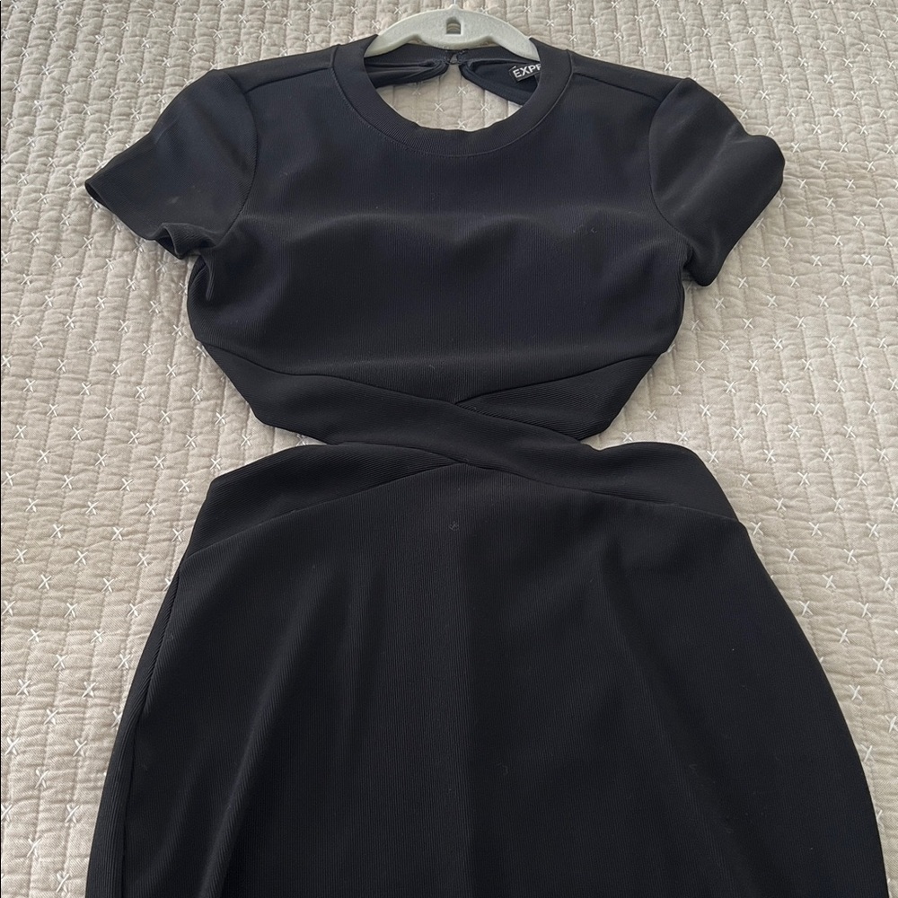 Express Open Cut Black Mini Dress